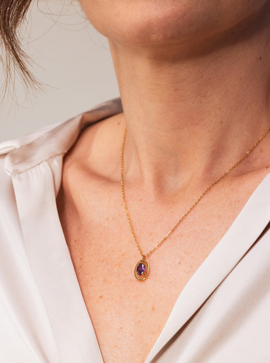 Collar Birthstone Febrero - Sabiduría