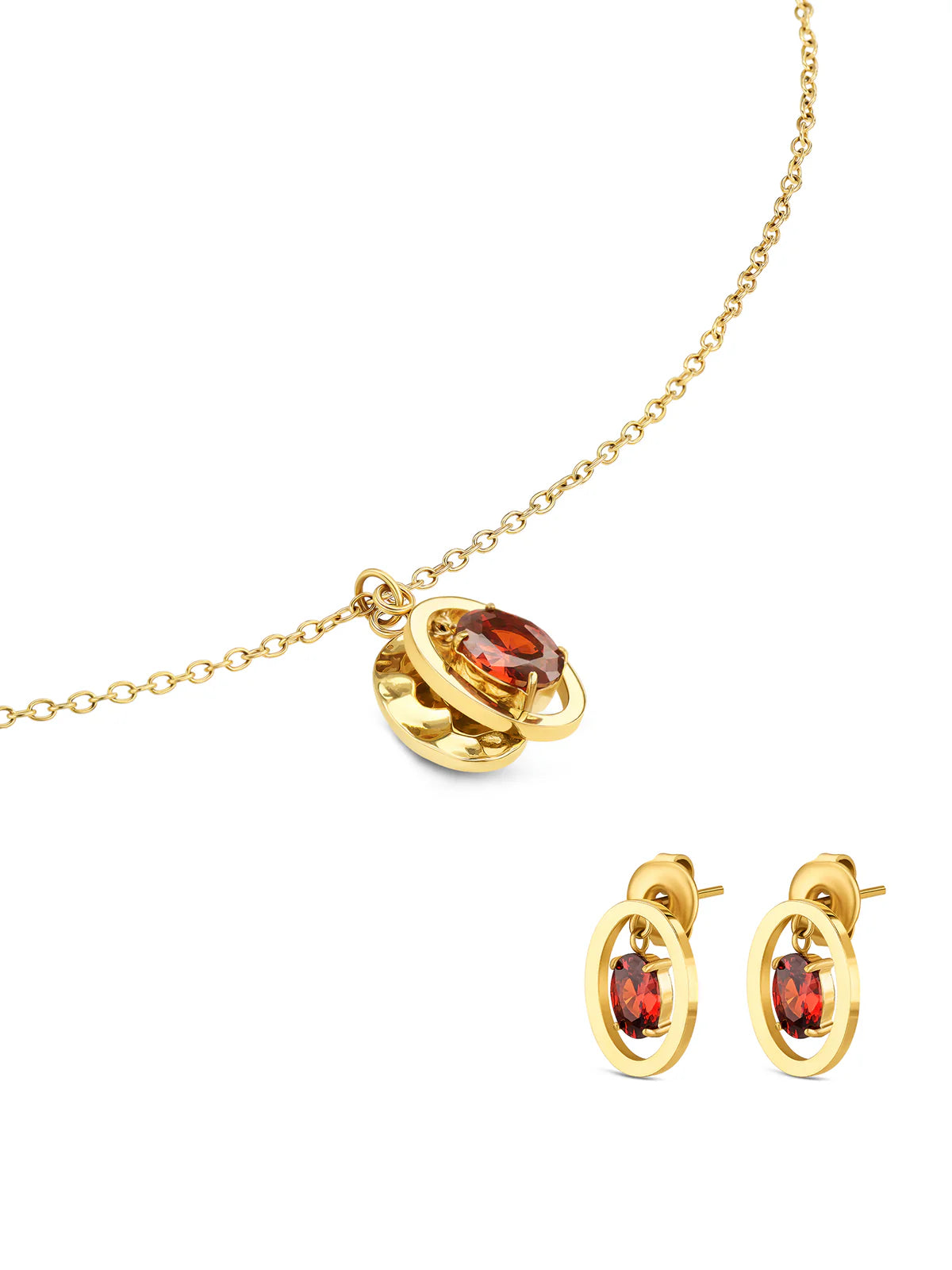 Set Collar y Aros Birthstone Enero