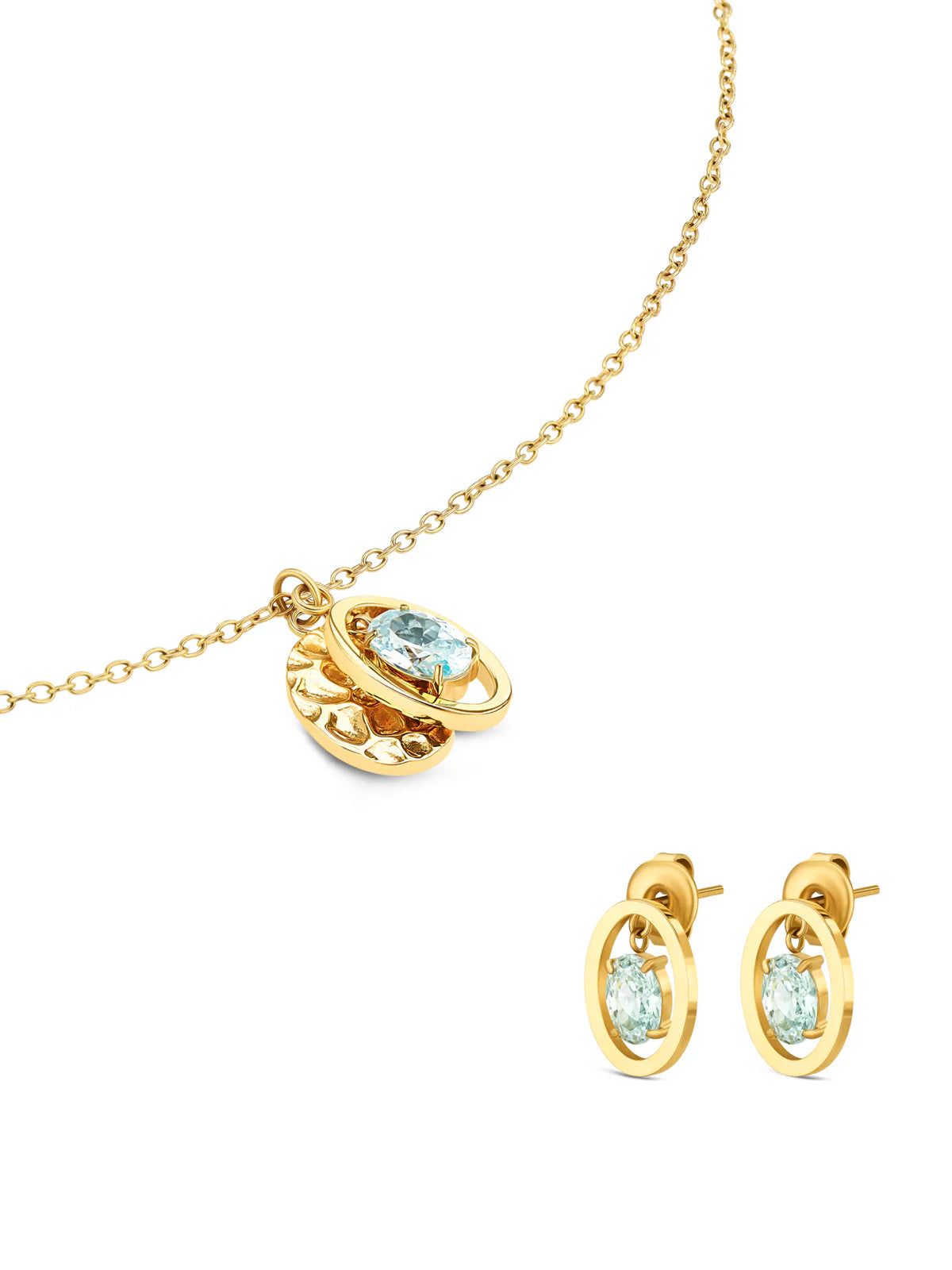 Set Collar y Aros Birthstone Marzo