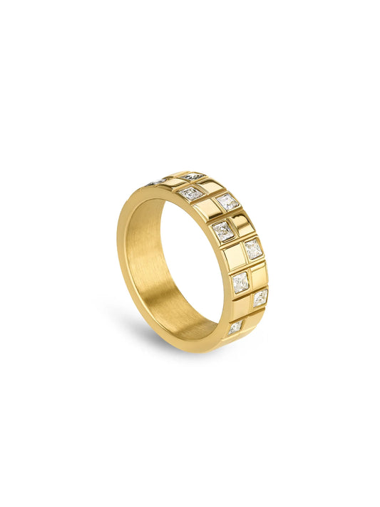 Anillo Chess Crystal Gold