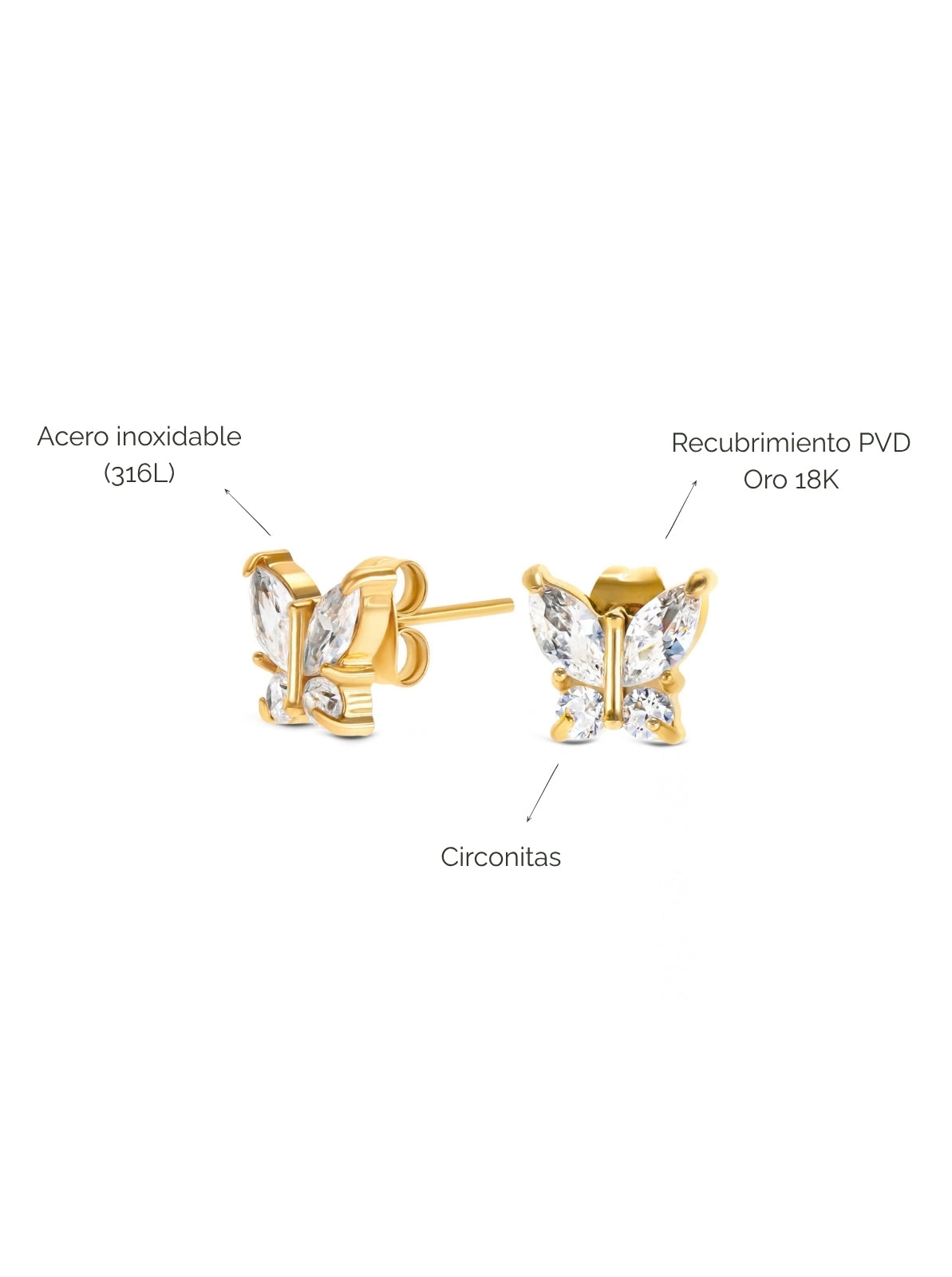 Aros Butterfly Crystal Gold