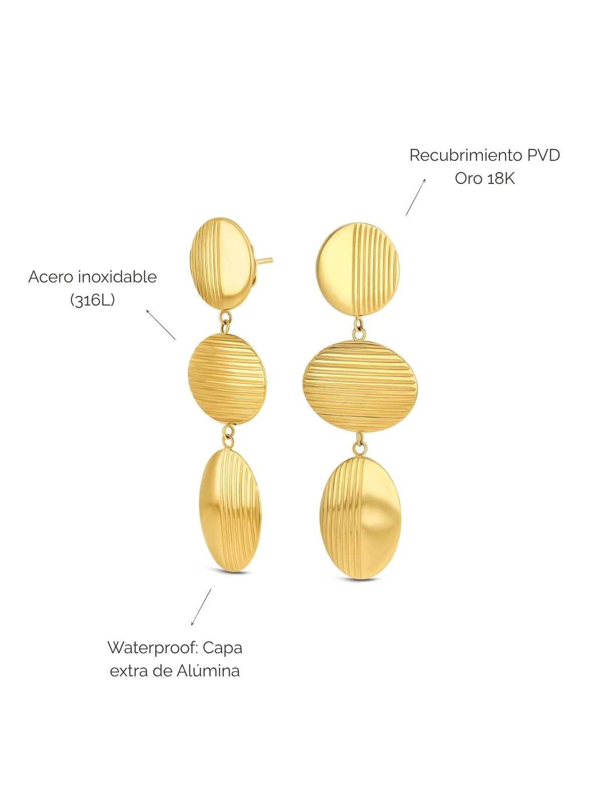Aros Plissé Long Gold