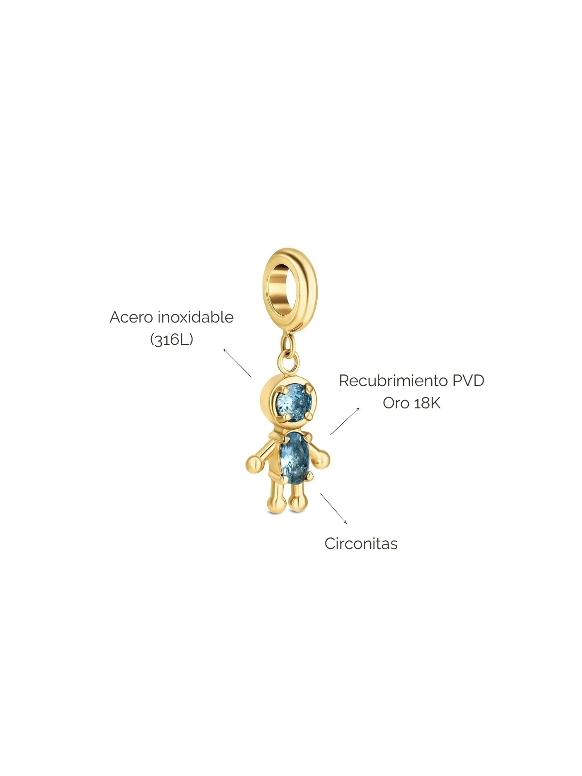 Charm Energy Blue Boy Crystal Gold