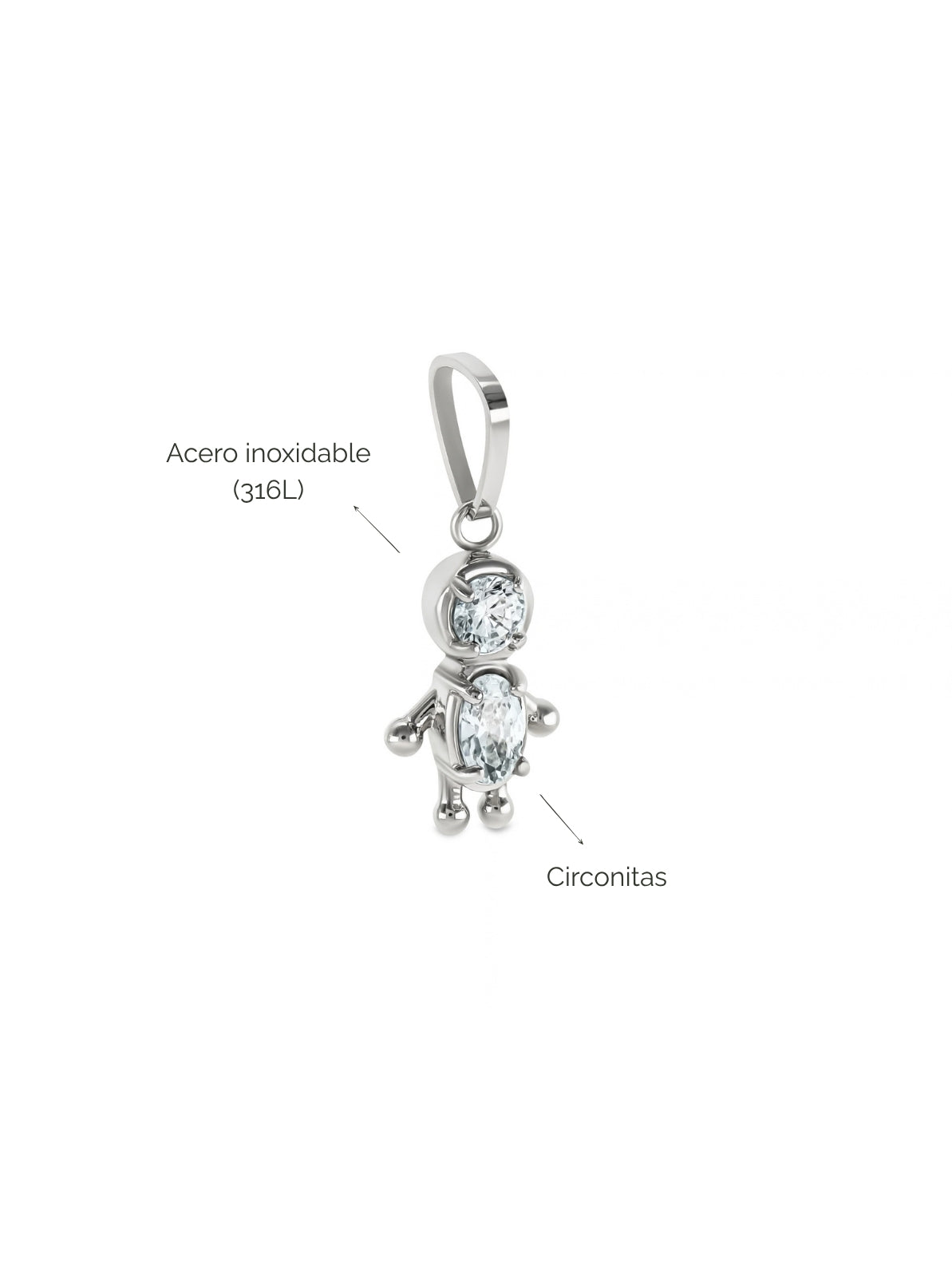 Charm Energy Boy Crystal Silver