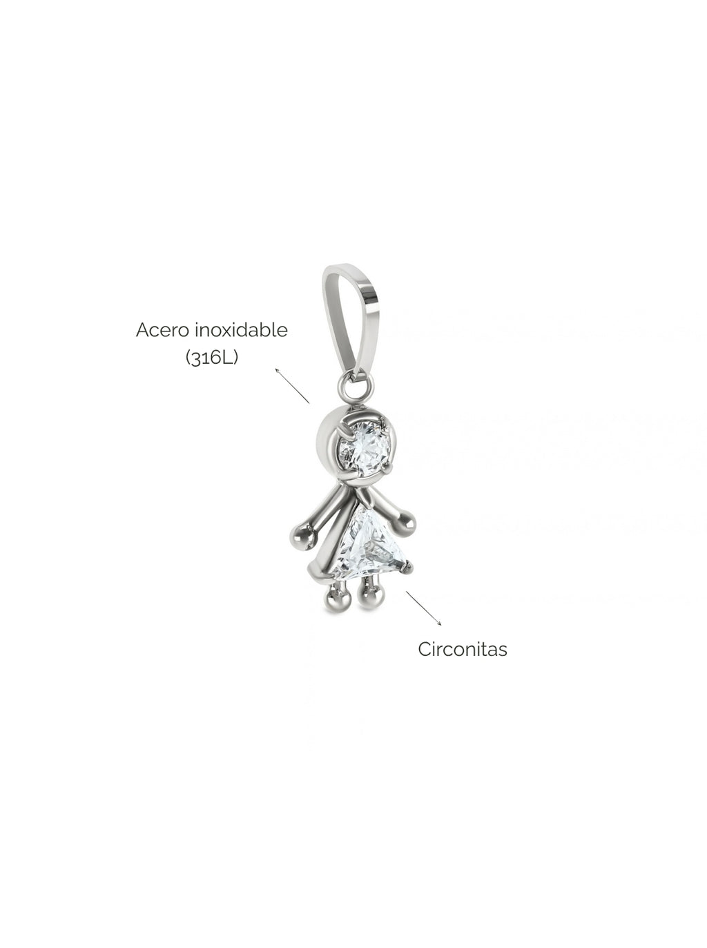 Charm Energy Girl Crystal Silver