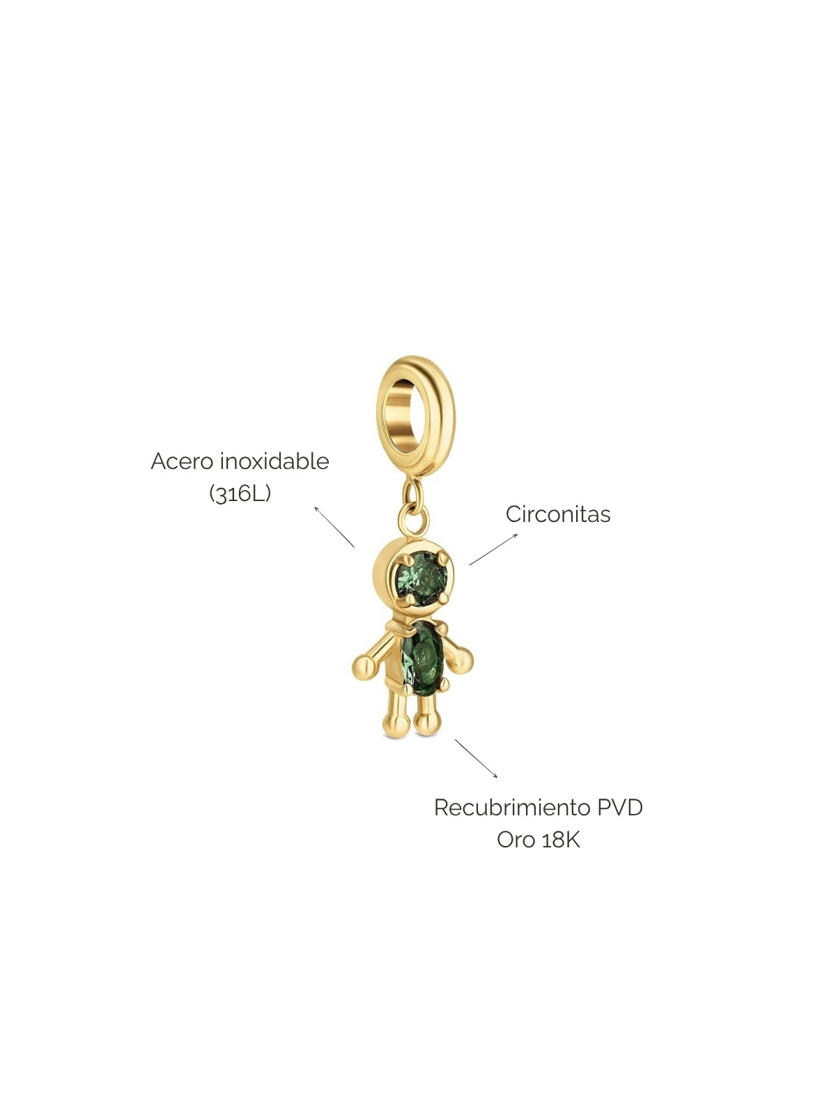 Charm Energy Green Boy Crystal Gold
