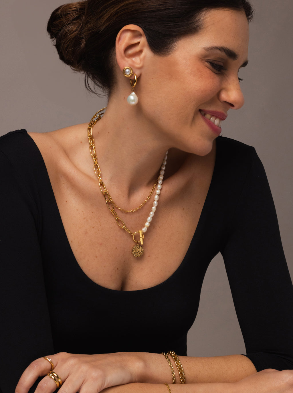 Collar Neckmess Pearly Gold