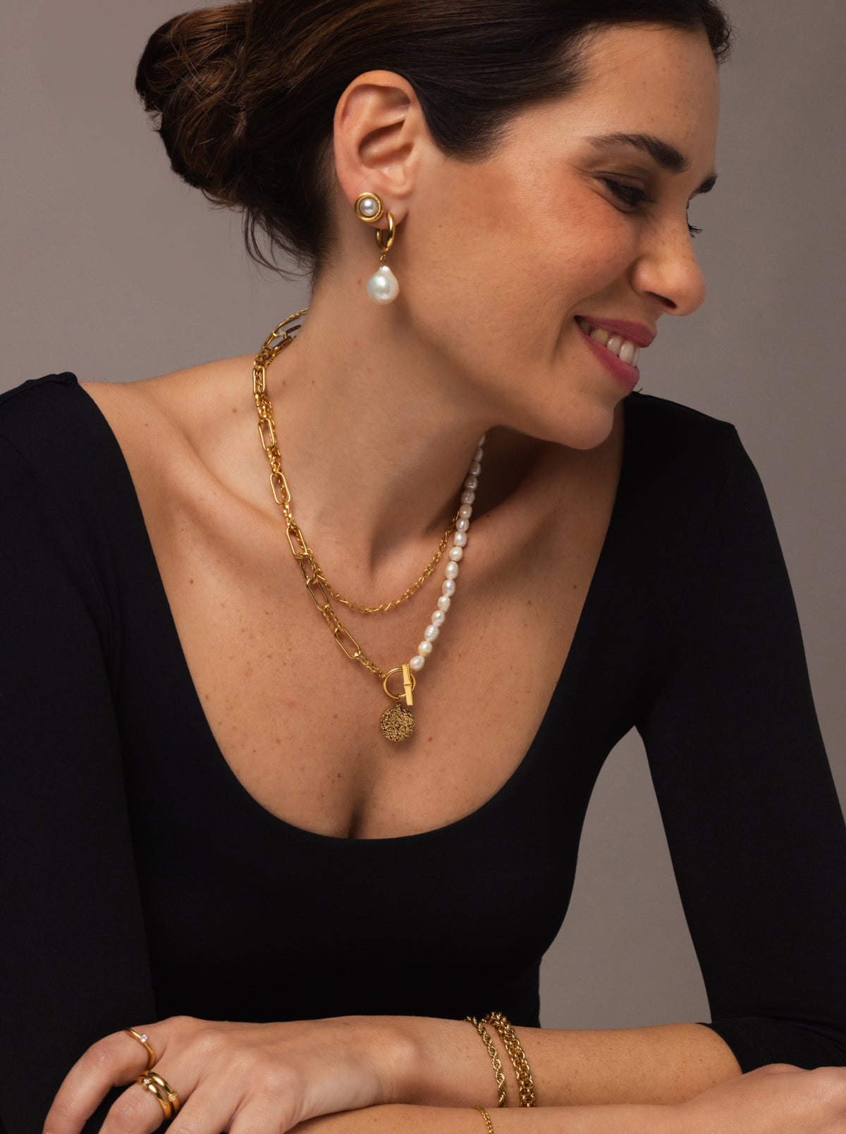 Collar Neckmess Pearly Gold