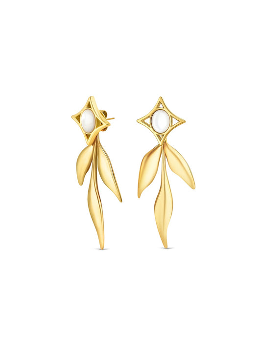 Aros Margot Falling Leaves Gold en tono dorado ONE
