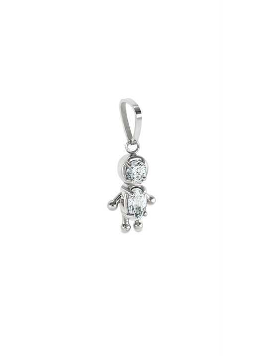 Charm Energy Boy Crystal Silver