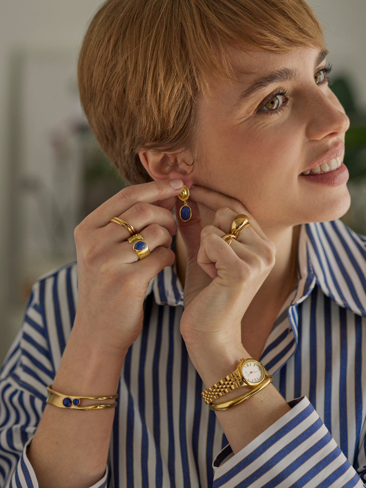 Aros Element Blue Long Gold