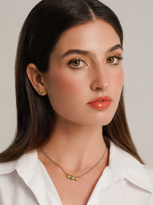 Set Collar & Aros Crazy Heart Bicolor