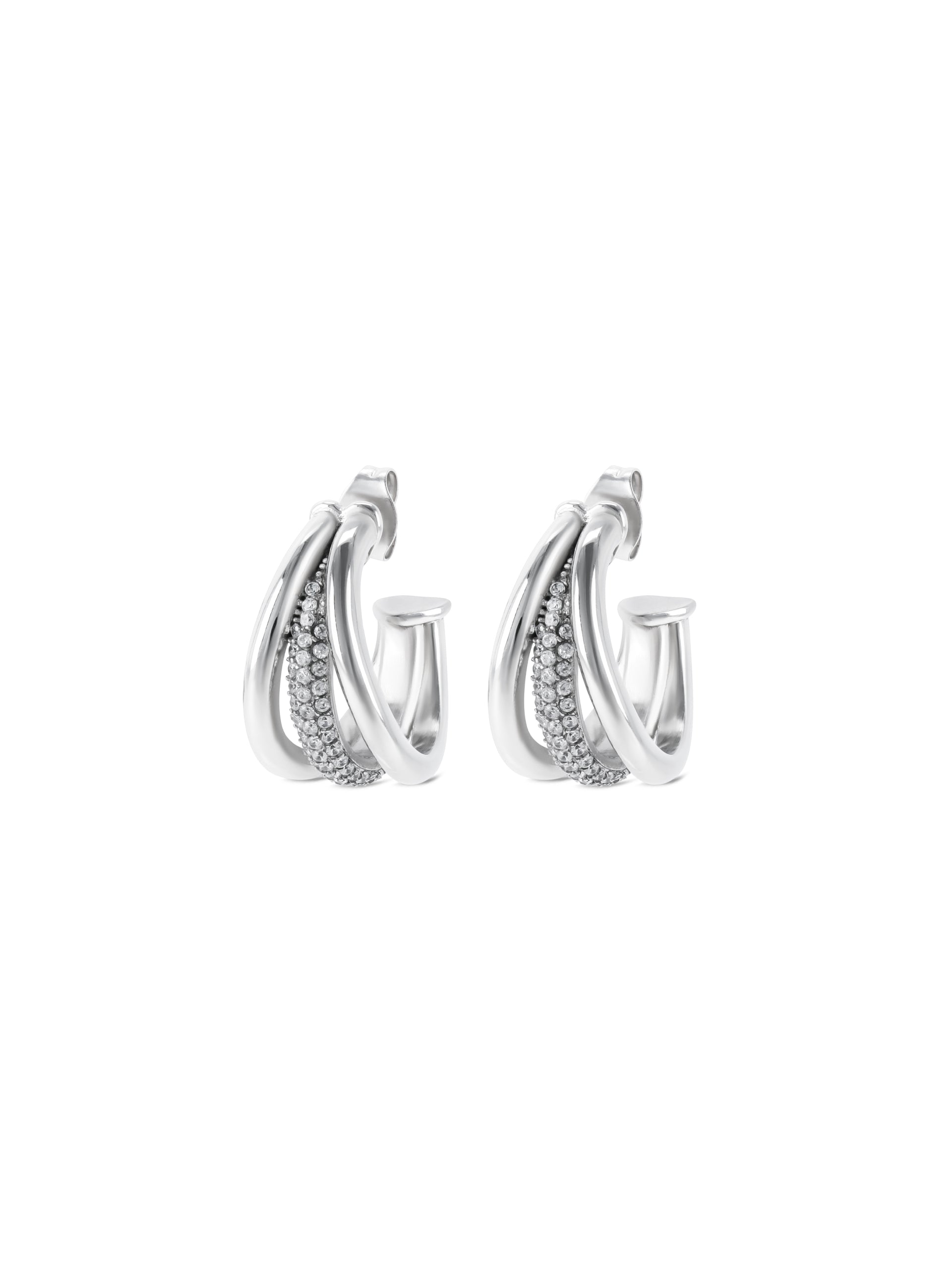 Aros Silver Frost plateados con cristales de ONE
