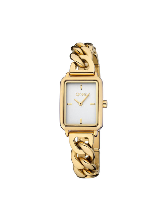 Reloj Mini Dare dorado con esfera blanca de ONE
