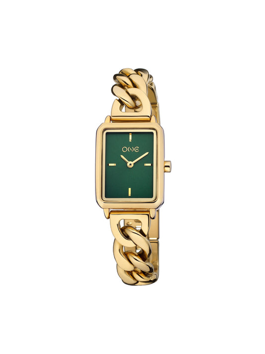 Reloj Mini Dare dorado con esfera verde de ONE
