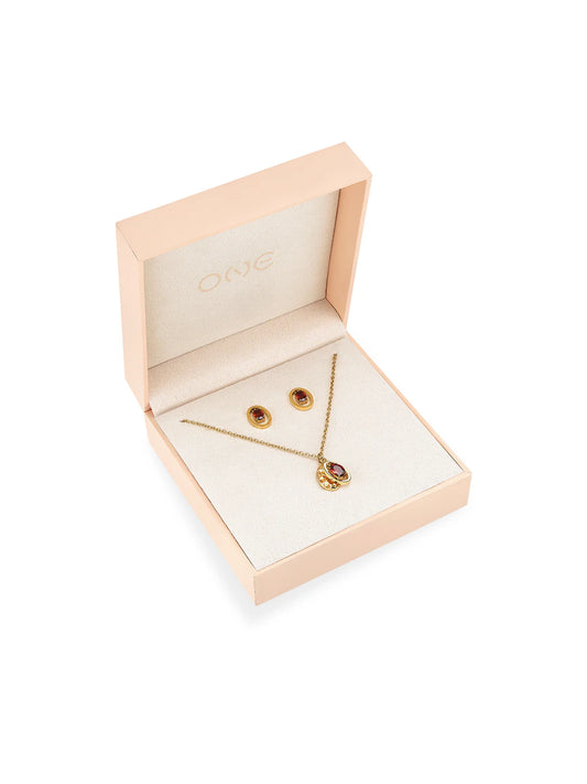 Set Collar y Aros Birthstone Enero