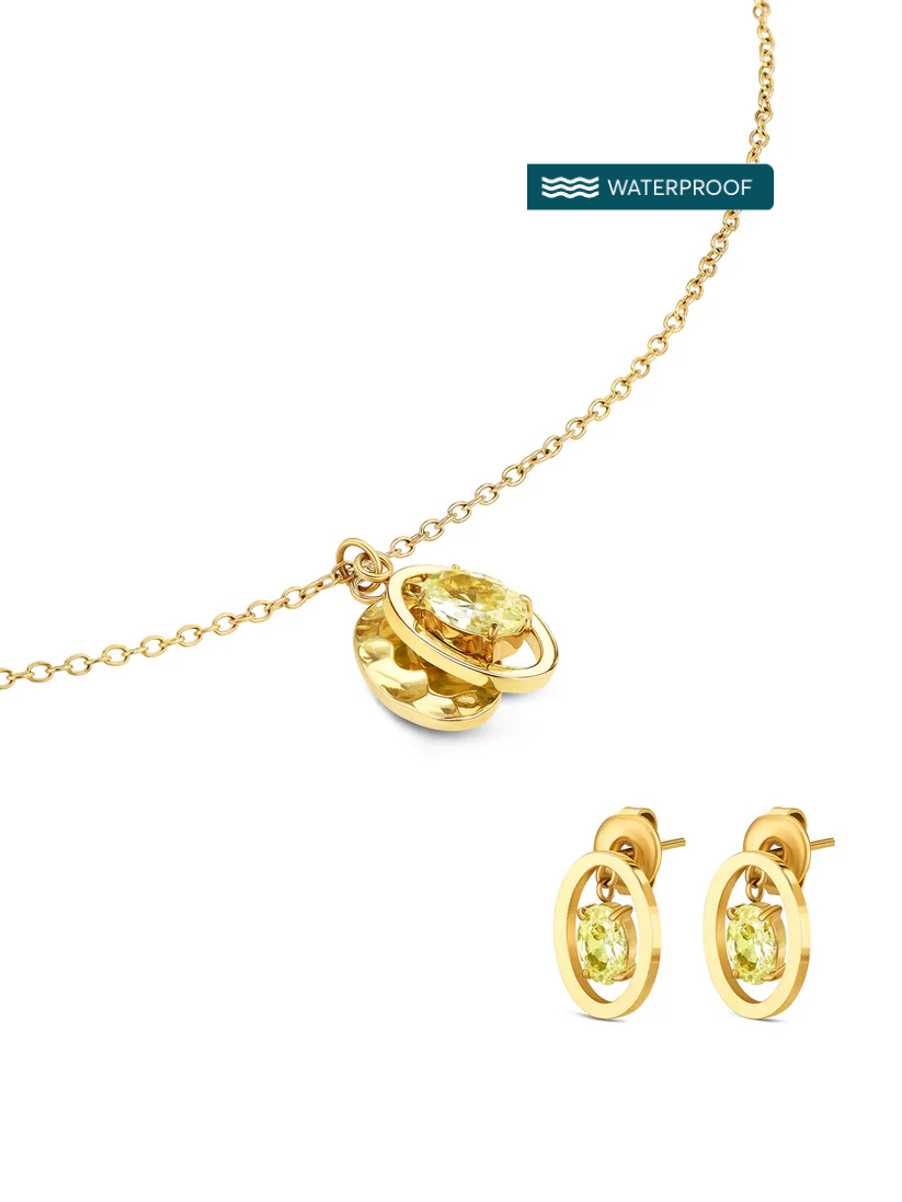 Set Collar y Aros Birthstone Agosto