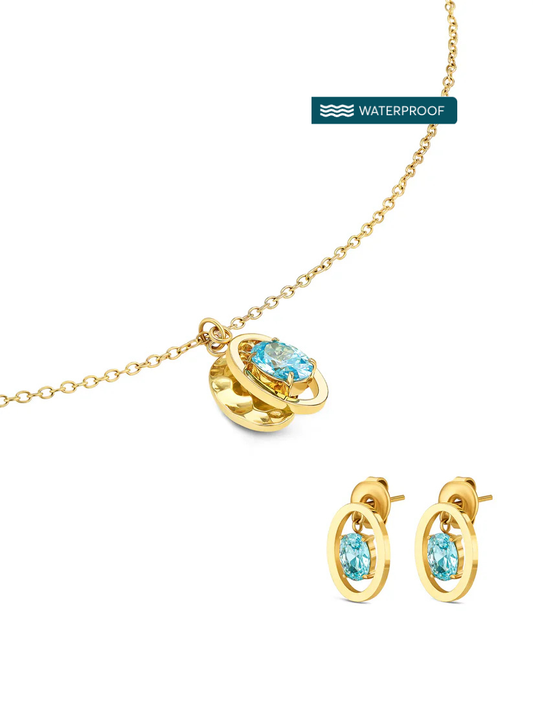 Set Collar y Aros Birthstone Diciembre