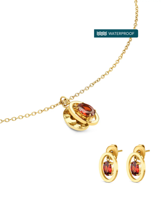 Set Collar y Aros Birthstone Enero