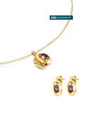 Set Collar y Aros Birthstone Febrero - Sabiduría