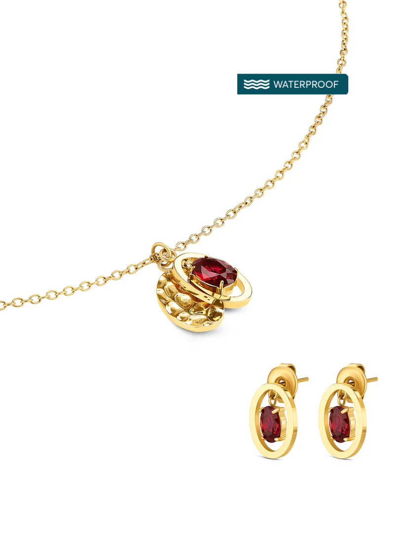 Set Collar y Aros Birthstone Julio