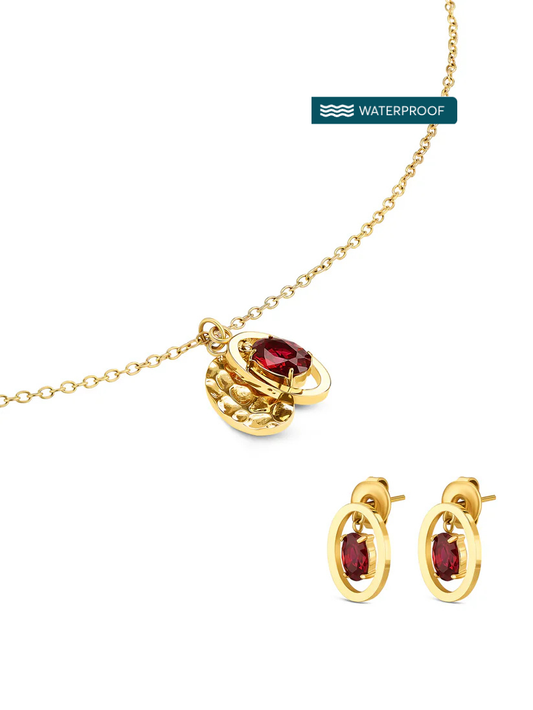 Set Collar y Aros Birthstone Julio