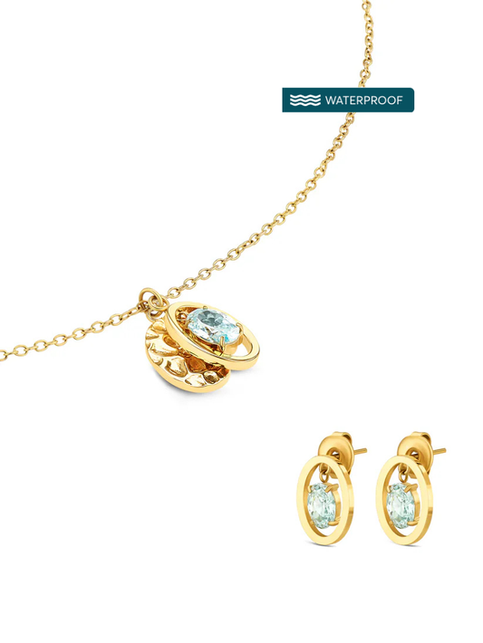Set Collar y Aros Birthstone Marzo